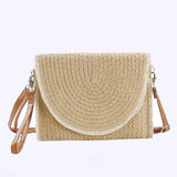 Solid Color Straw Convertible Swing Clutch Bag