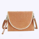 Solid Color Straw Convertible Swing Clutch Bag