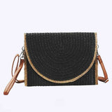 Solid Color Straw Convertible Swing Clutch Bag