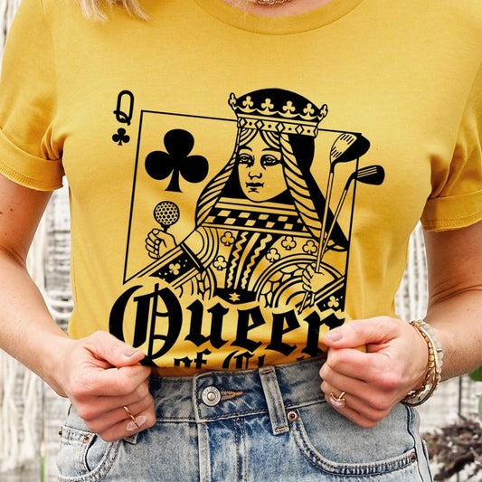 Playing Card Queen Golf Clubs Graphic T Shirts