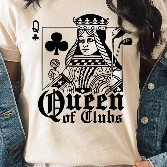 Playing Card Queen Golf Clubs Graphic T Shirts