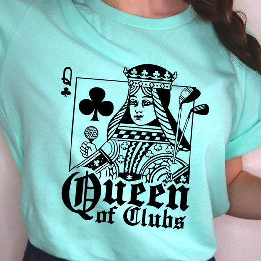 Playing Card Queen Golf Clubs Graphic T Shirts