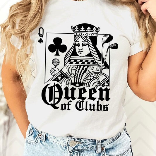 Playing Card Queen Golf Clubs Graphic T Shirts