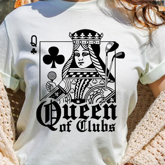 Playing Card Queen Golf Clubs Graphic T Shirts