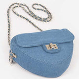 Denim Heart Shape Crossbody Swing Bag