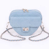 Denim Heart Shape Crossbody Swing Bag