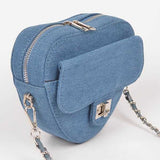 Denim Heart Shape Crossbody Swing Bag