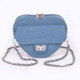 Denim Heart Shape Crossbody Swing Bag