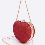 Rhinestone Pave Heart Shape Convertible Clutch