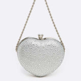 Rhinestone Pave Heart Shape Convertible Clutch