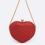 Rhinestone Pave Heart Shape Convertible Clutch