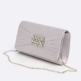 Crystal Accent Satin Pleated Clutch Bag