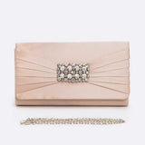 Crystal Accent Satin Pleated Clutch Bag