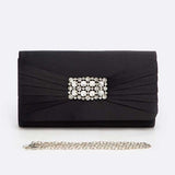 Crystal Accent Satin Pleated Clutch Bag