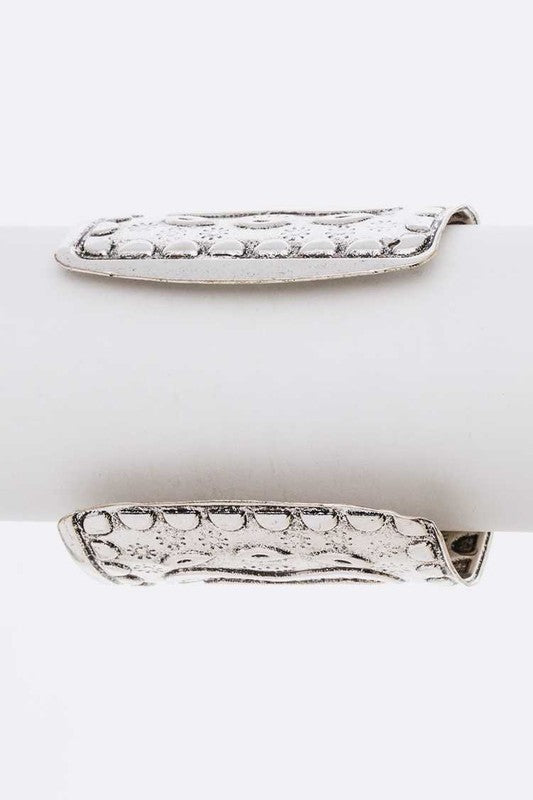 Genuine Stone Engraved Cuff Bangle