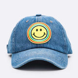 Rainbow Smiley Face Denim Cap