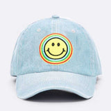 Rainbow Smiley Face Denim Cap