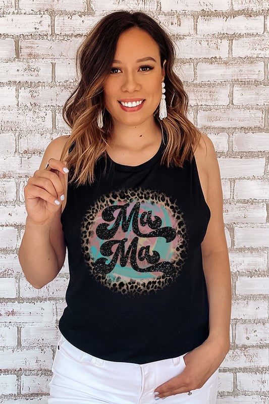 Mama Leopard Circle Tank Top