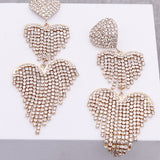 Rhinestone Double Heart Drop Earring