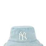 Distressed Denim NY Bucket Hat with Wired Brim