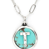 Initial T Turquoise Pendant Necklace