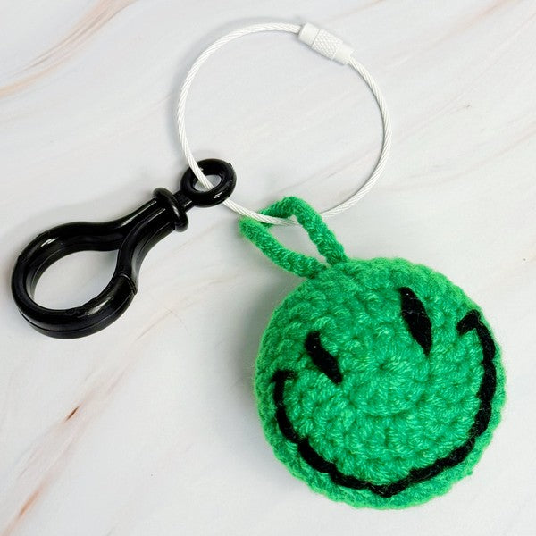 Happy Face Puffy Ball Key Ring