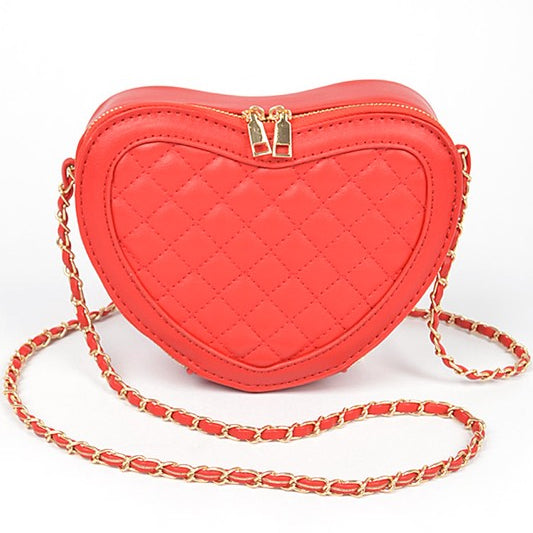 Quilted Heart Shape Swing Crossbody Bag