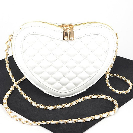 Quilted Heart Shape Swing Crossbody Bag