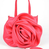 Oversize Satin Flower Top Handle Soft Clutch