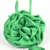 Oversize Satin Flower Top Handle Soft Clutch