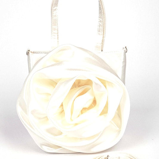 Oversize Satin Flower Top Handle Soft Clutch