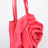 Oversize Satin Flower Top Handle Soft Clutch