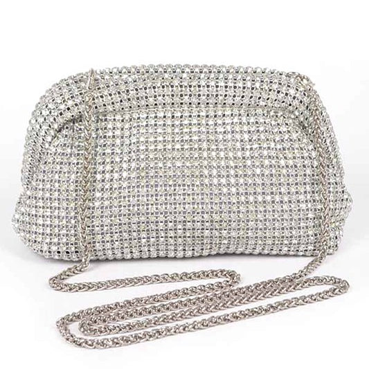 Oversize Rhinestone Convertible Soft Clutch Bag