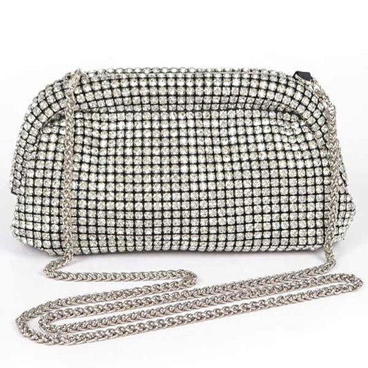 Oversize Rhinestone Convertible Soft Clutch Bag