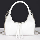 Patent Faux Leather Top Handle Convertible Bag