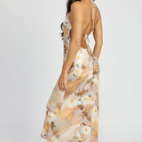 HALTER NECK FLORAL MAXI DRESS