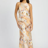 HALTER NECK FLORAL MAXI DRESS