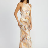 HALTER NECK FLORAL MAXI DRESS