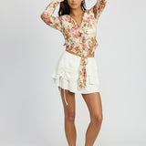 FLORAL PRINT BLOUSE WITH RUFFLE DETAIL