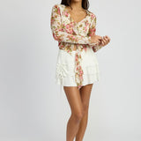 FLORAL PRINT BLOUSE WITH RUFFLE DETAIL