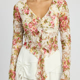 FLORAL PRINT BLOUSE WITH RUFFLE DETAIL