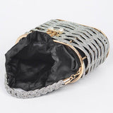 Weaved Rhinestone Basket Box Clutch