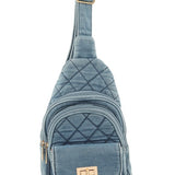 Quilt Pattern Denim Sling Bag