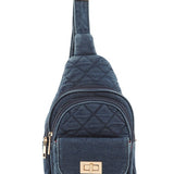 Quilt Pattern Denim Sling Bag