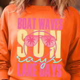 Boat Waves Sun Rays Graphic Fleece Sweatshirts