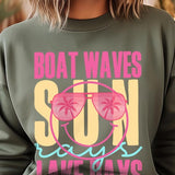 Boat Waves Sun Rays Graphic Fleece Sweatshirts