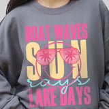 Boat Waves Sun Rays Graphic Fleece Sweatshirts