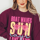 Boat Waves Sun Rays Graphic Fleece Sweatshirts