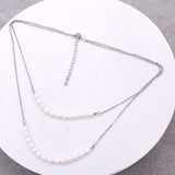 PEARL DOUBLE LAYERED CHAIN LINK NECKLACE