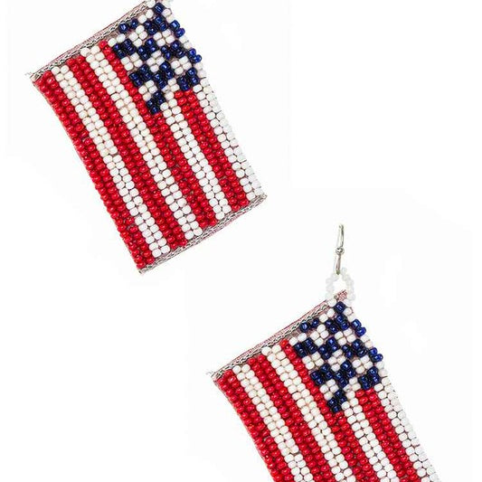 Beaded American Flag Earrings